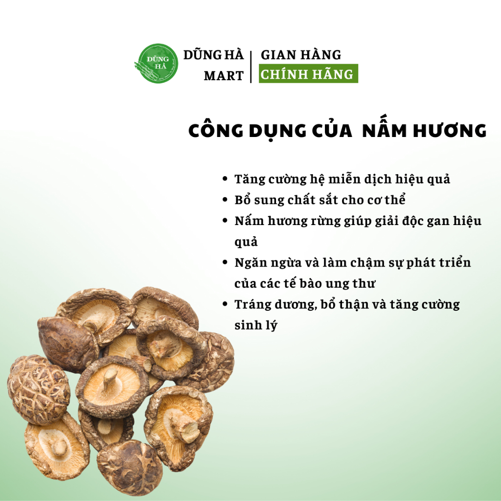 Nấm Hương Rừng Mũ Khô Dũng Hà Loại 1 Thơm Ngon