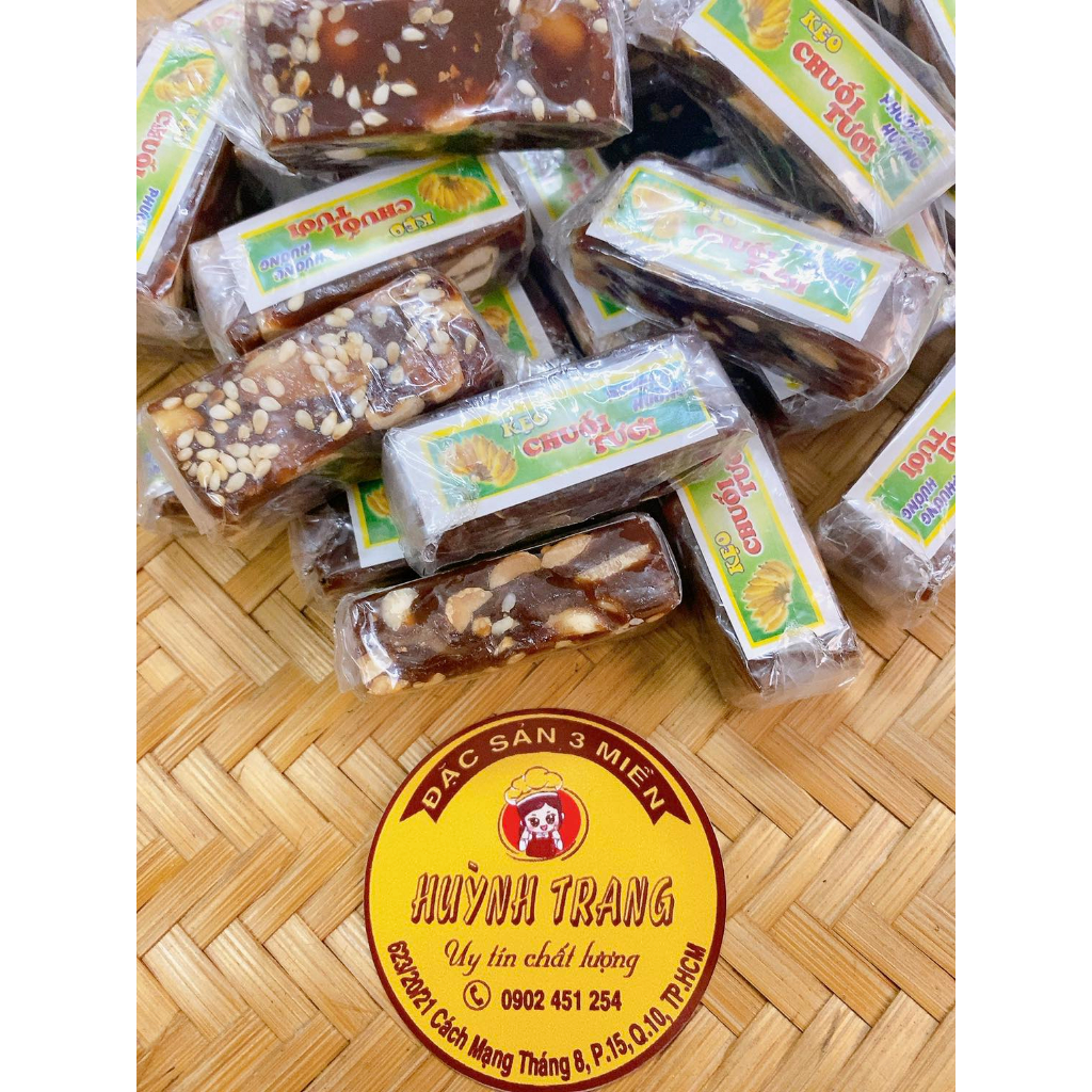 Túi 300gr/500gr Kẹo Chuối Tươi Đậu Phộng Gừng Mè Dừa Non Phương Hương Đặc Sản Bến Tre