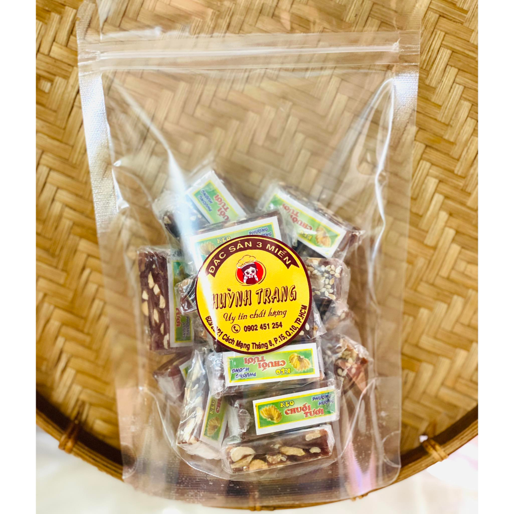 Túi 300gr/500gr Kẹo Chuối Tươi Đậu Phộng Gừng Mè Dừa Non Phương Hương Đặc Sản Bến Tre
