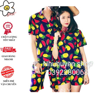 (chất kate thái 1 - kho HCM) bộ dưa dứa đi biển, team - bộ hoa quả, trái cây big size- chuyên sỉ lẻ - nhuhuyen shop