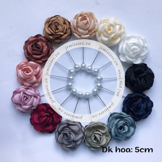 Hoa cài áo, trâm cài áo hoa lụa nhiều màu