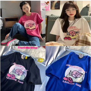 Áo thun nữ form rộng tay ngắn hình Trà sữa Leisure Time QA006 dễ thương, trẻ trung