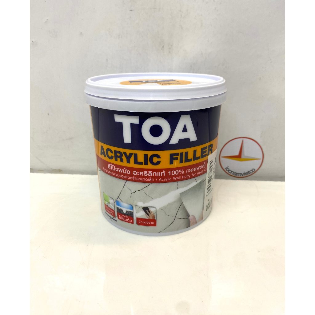 Keo xử lý nứt tường, trám vá lỗ đinh TOA Acrylic Filler _ 1 kg/Lon