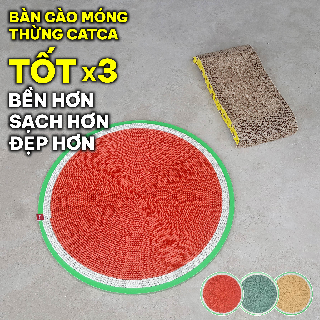 Bàn cào móng KHỔNG LỒ 59cm thừng mèo cào thừng bền sạch nhà BLUE - BCM Dưa hấu 59*59cm