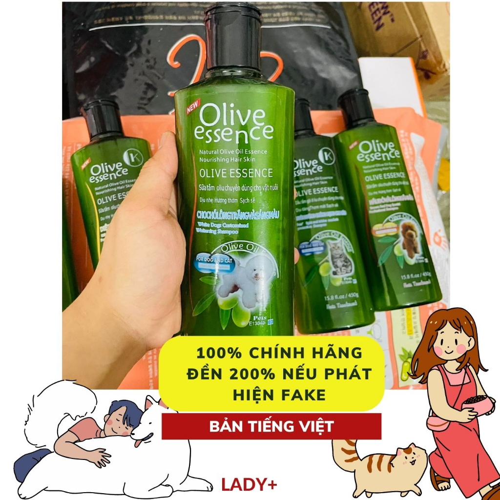 [GIÁ SỈ] Sữa tắm Olive cho chó mèo 450ml dưỡng mượt lông khử mùi, trị ve rận