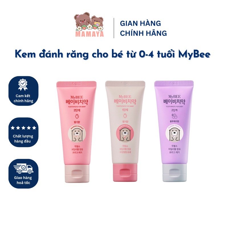 Kem đánh răng nuốt được Mybee Hàn Quốc cho bé từ 3 tháng - 4 tuổi - Made in Korea