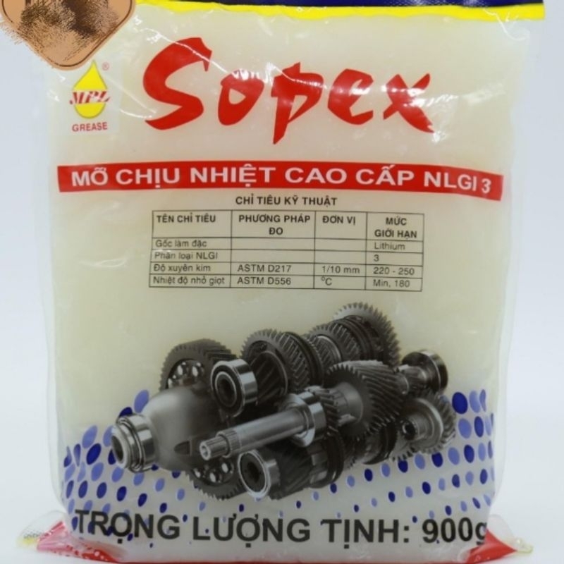 Mỡ bò chịu nhiệt trắng Sopex 900gr