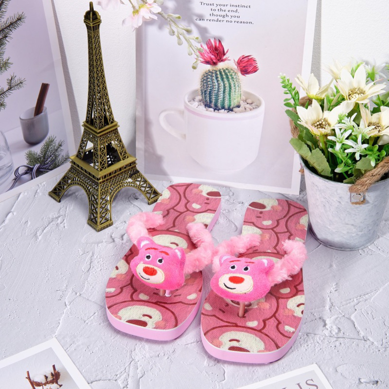 Dép In 3D Quai Lông Cute