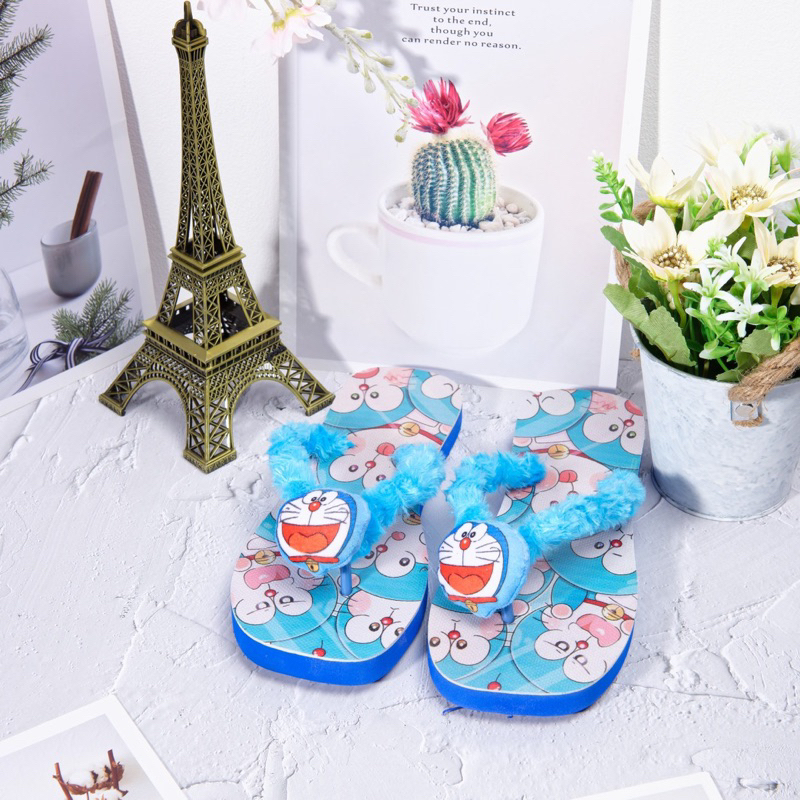 Dép In 3D Quai Lông Cute