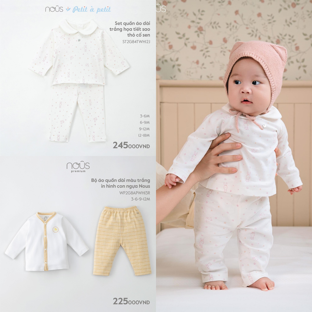 Bộ quần áo dài tay Nous Premium/Nous petit à petit ( 3-18 tháng )