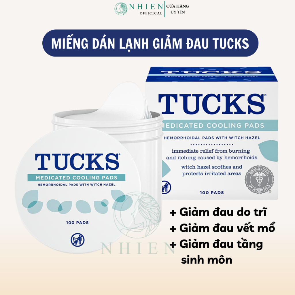 Miếng dán lạnh giảm đau sau sinh TUCKS Medicated Cooling Pads 100 miếng