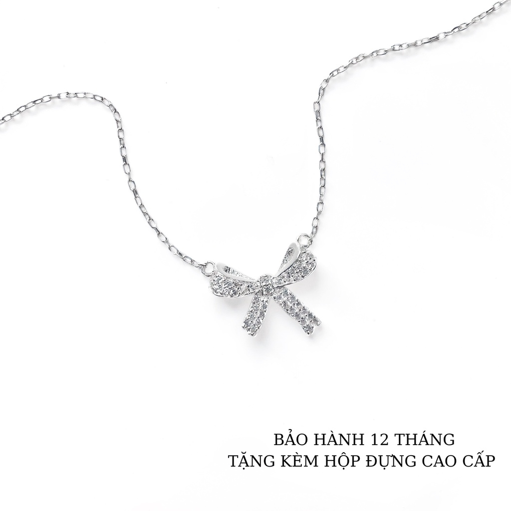 Dây Chuyền Bạc Nữ TBHP tiembachanhphuc bạc 925 hình nơ đính đá xinh xắn không đen Mã TSJD22