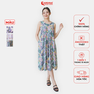 Đầm Nữ 𝐂𝐀𝐑𝐃𝐈𝐍𝐀 Sát Nách Chất Lanh Tre Cao Cấp Dáng Suông Xếp Ly Ngực Cách Điệu 3VL04
