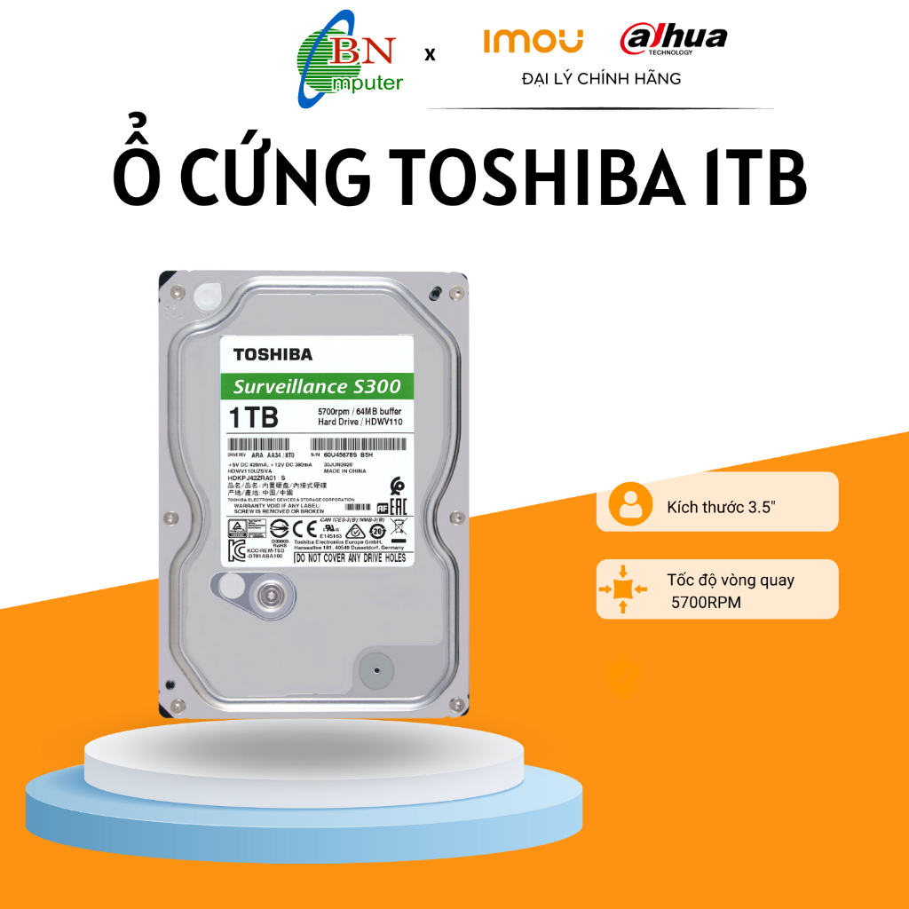 Ổ cứng chuyên dụng cho camera Tosiba 1tb Av bảo hành 36 tháng