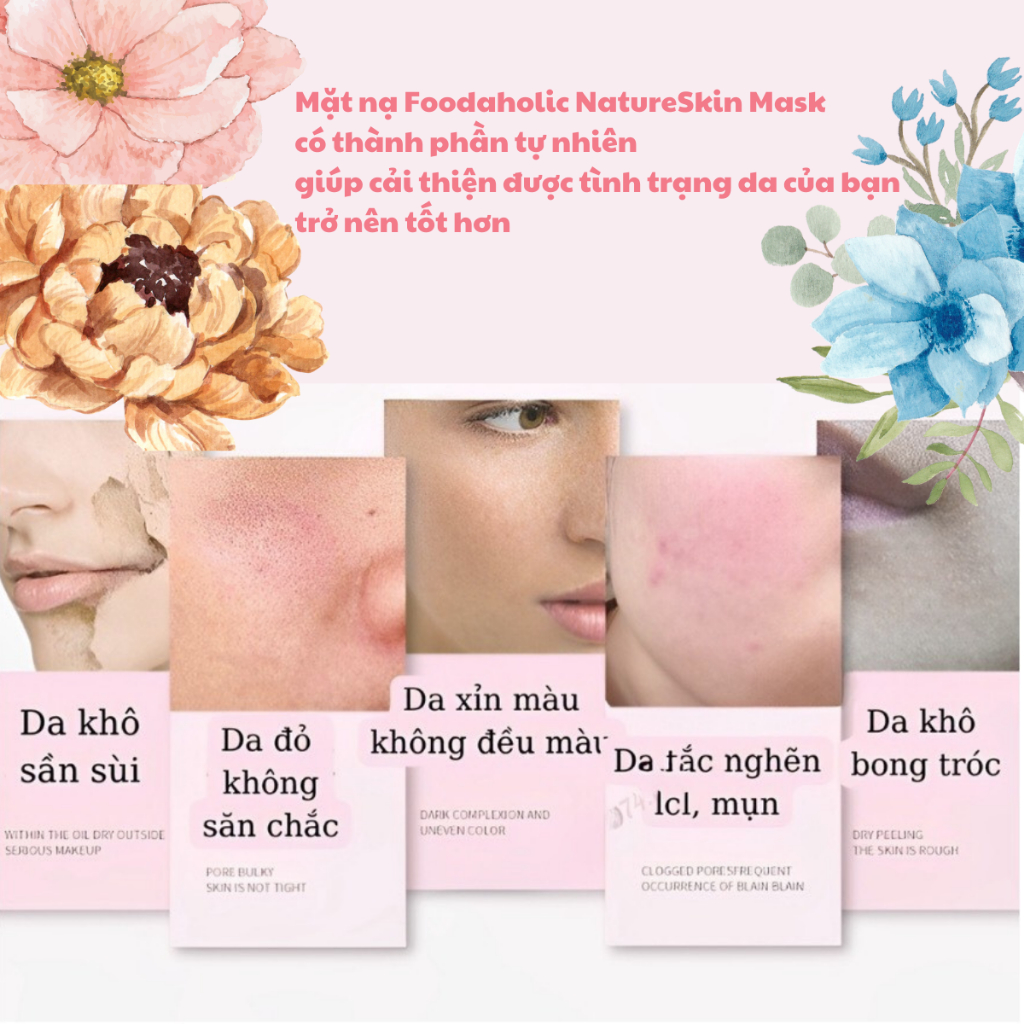 Mặt Nạ Foodaholic Nature Skin Mask Thiên Nhiên Dưỡng Ẩm Giảm Mụn Trắng Da Hàn Quốc 23g/Miếng