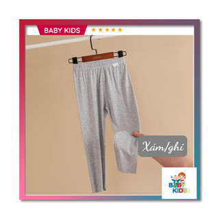 Quần legging dài trơn cho bé gái thun cotton 4 chiều màu xám, hồng phấn cho bé gái từ 21-41kg