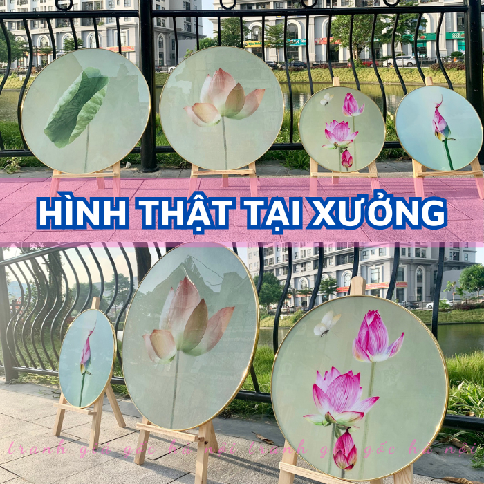 Tranh hoa sen chất liệu tráng gương trang trí phòng phòng thờ, phòng thiền, phòng trà mẫu cực đẹp giá tốt
