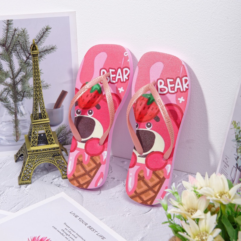 Dép Mũi Vuông In 3D Siêu Dễ Thương