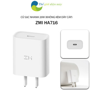 Củ sạc nhanh PD Type C 20W Xiaomi ZMI HA716 (Không kèm dây sạc), Cáp AL873K, AL870C, AL871 - Shop Thế Giới Điện Máy