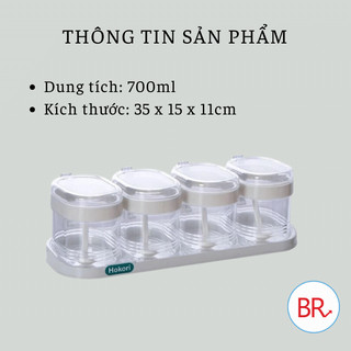 Bộ 4 lọ gia vị Hokori kèm thìa - Hũ đựng gia vị Việt nhật 2937 - br02002