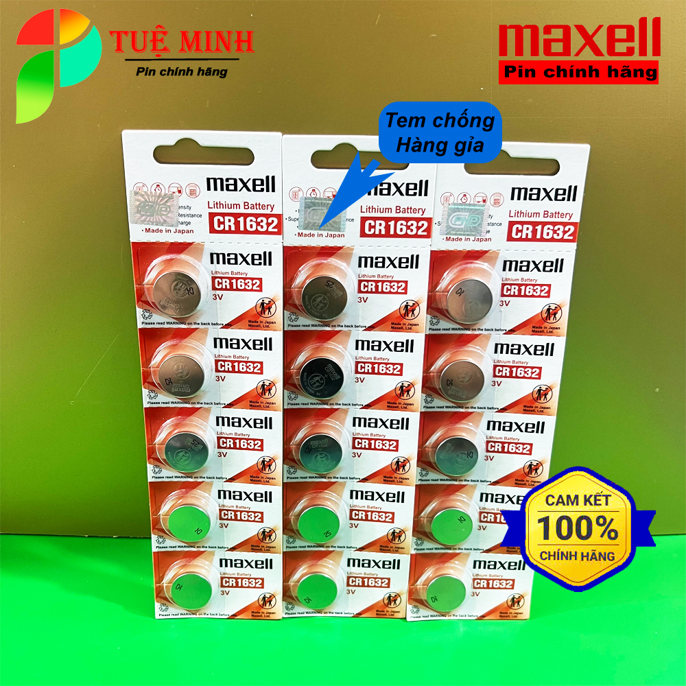 Vỉ 5 viên pin Maxell CR2032 / CR2025 / CR2016 / CR1632 / CR1620 / CR1616 / CR1220 / CR2450 Lithium 3V chính hãng