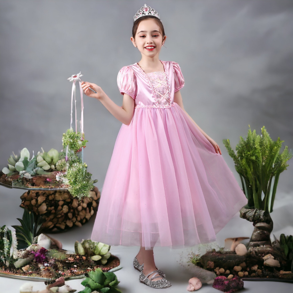 Váy Công chúa Aurora Màu hồng mẫu mới Siêu dễ thương cho bé gái