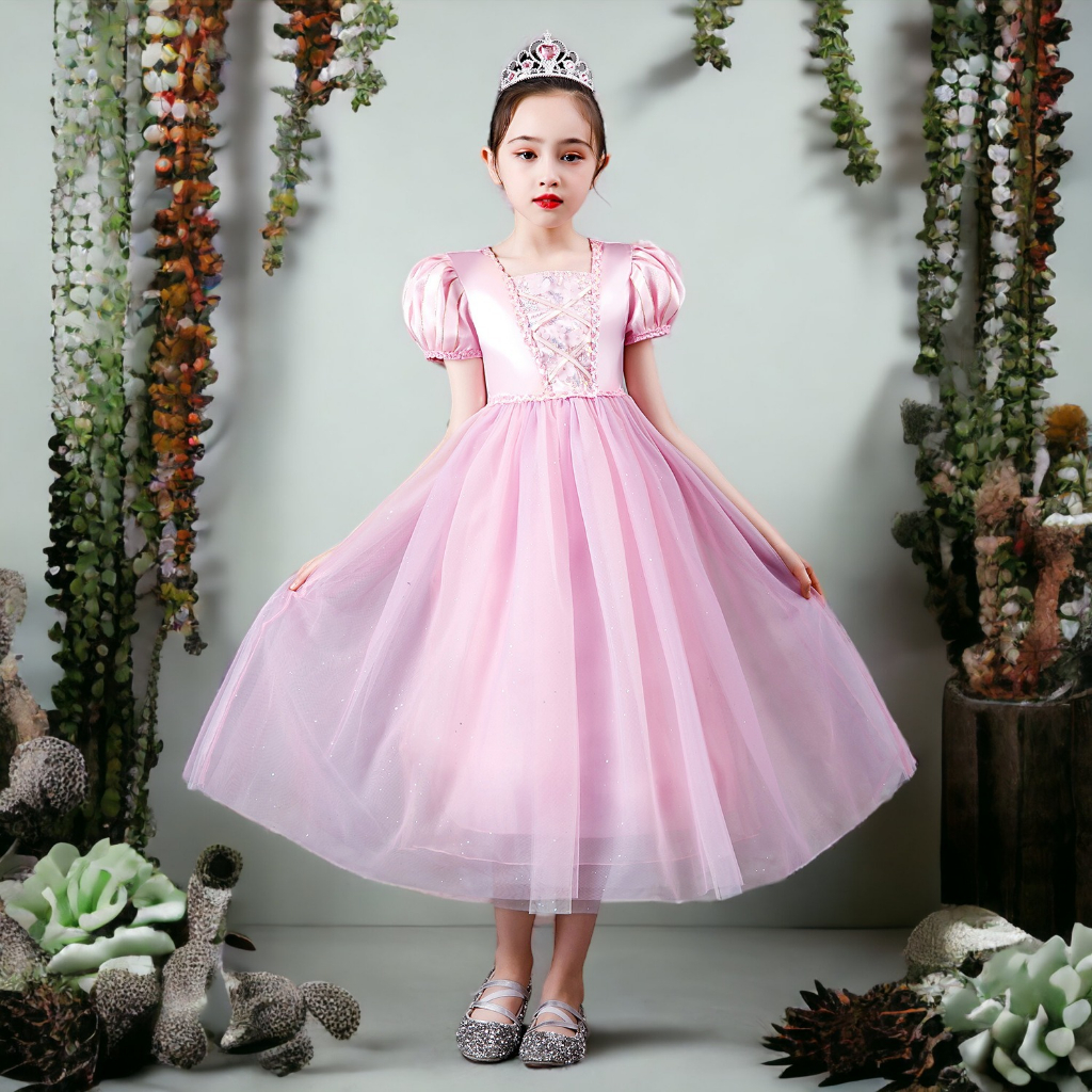 Váy Công chúa Aurora Màu hồng mẫu mới Siêu dễ thương cho bé gái