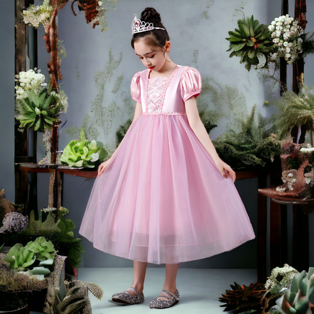 Váy Công chúa Aurora Màu hồng mẫu mới Siêu dễ thương cho bé gái