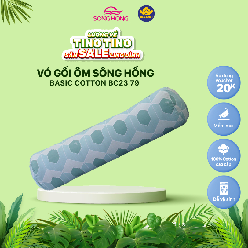 Vỏ gối ôm Sông Hồng Basic cotton mẫu mới 2023-2024 (giao màu ngẫu nhiên)