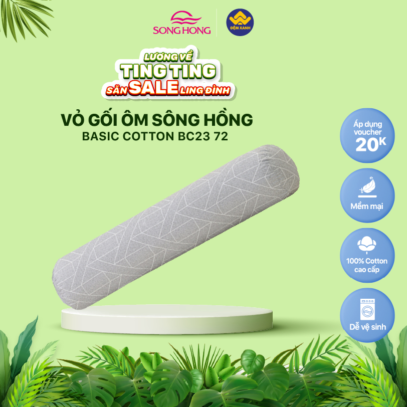 Vỏ gối ôm Sông Hồng Basic cotton mẫu mới 2023-2024 (giao màu ngẫu nhiên)