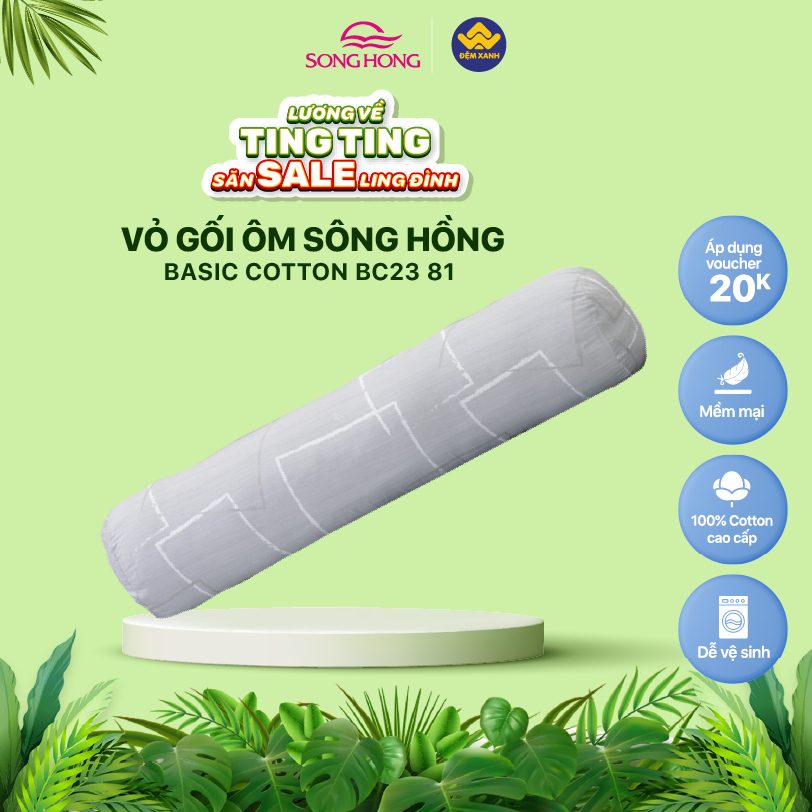 Vỏ gối ôm Sông Hồng Basic cotton mẫu mới 2023-2024 (giao màu ngẫu nhiên)