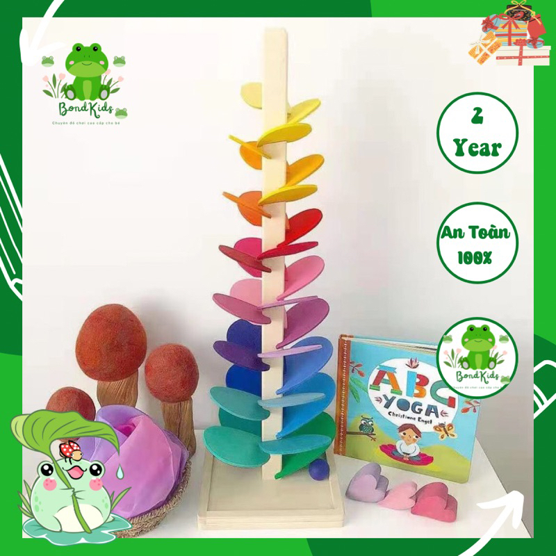 Cây tháp cầu vồng (sẵn hàng)bằng gỗ giáo dục sớm Montesseri cho bé - Bond Kids