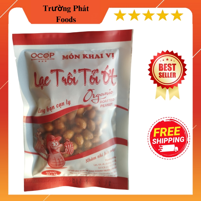 Lạc trôi tỏi ớt Trường Phát gói đẹp , lạc tỏi ớt, lạc rang tỏi ớt, đậu phộng tỏi ớt, đậu tỏi ớt ăn vặt, khai vị, đồ nhậu