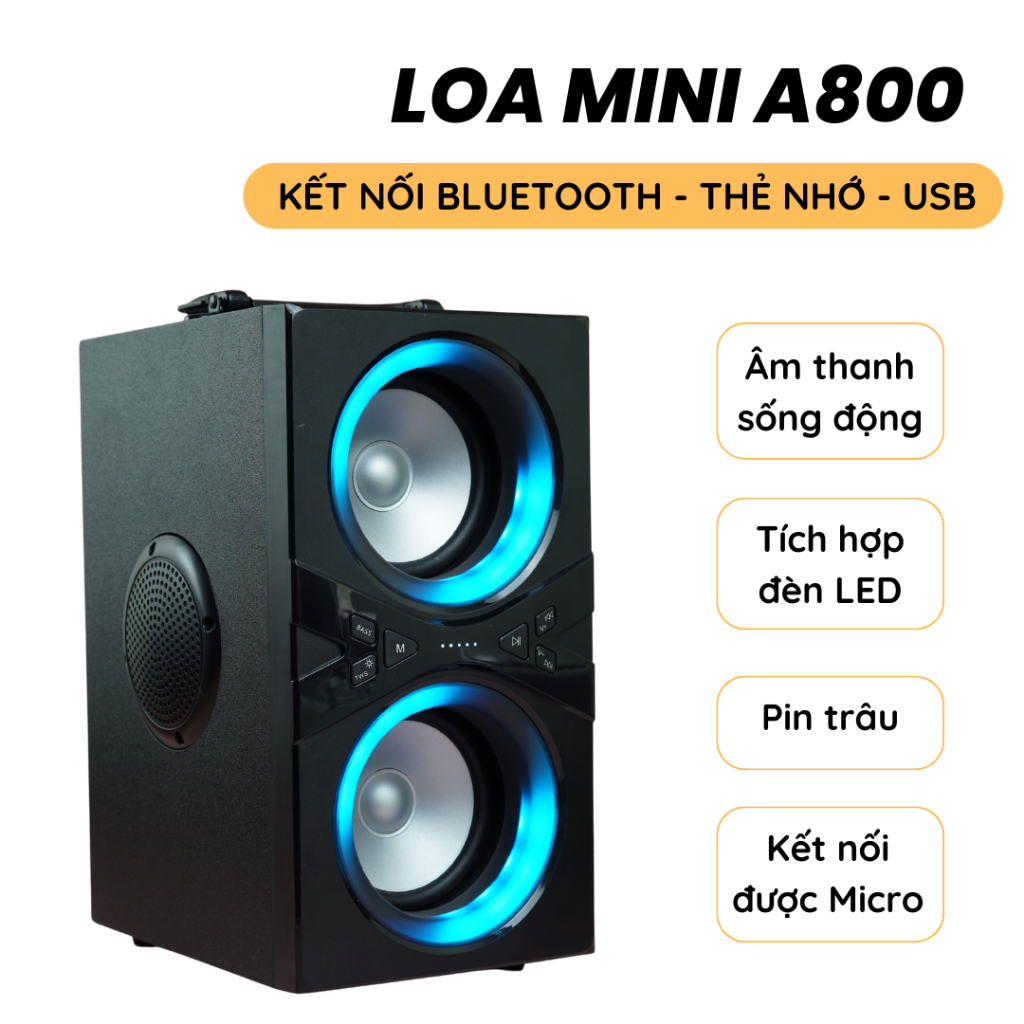 Loa bluetooth mini KAW mẫu mới 2023 - Âm thanh sinh động - Pin siêu trâu - Đèn LED nhiều màu - Bảo hành 1 đổi 1