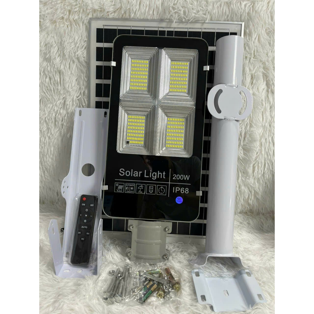 Đèn năng lượng mặt trời sân vườn 100W-200W-300W-400W chính hãng đèn đường bàn chải năng lượng vỏ nhôm đúc Bảo hành 2 năm