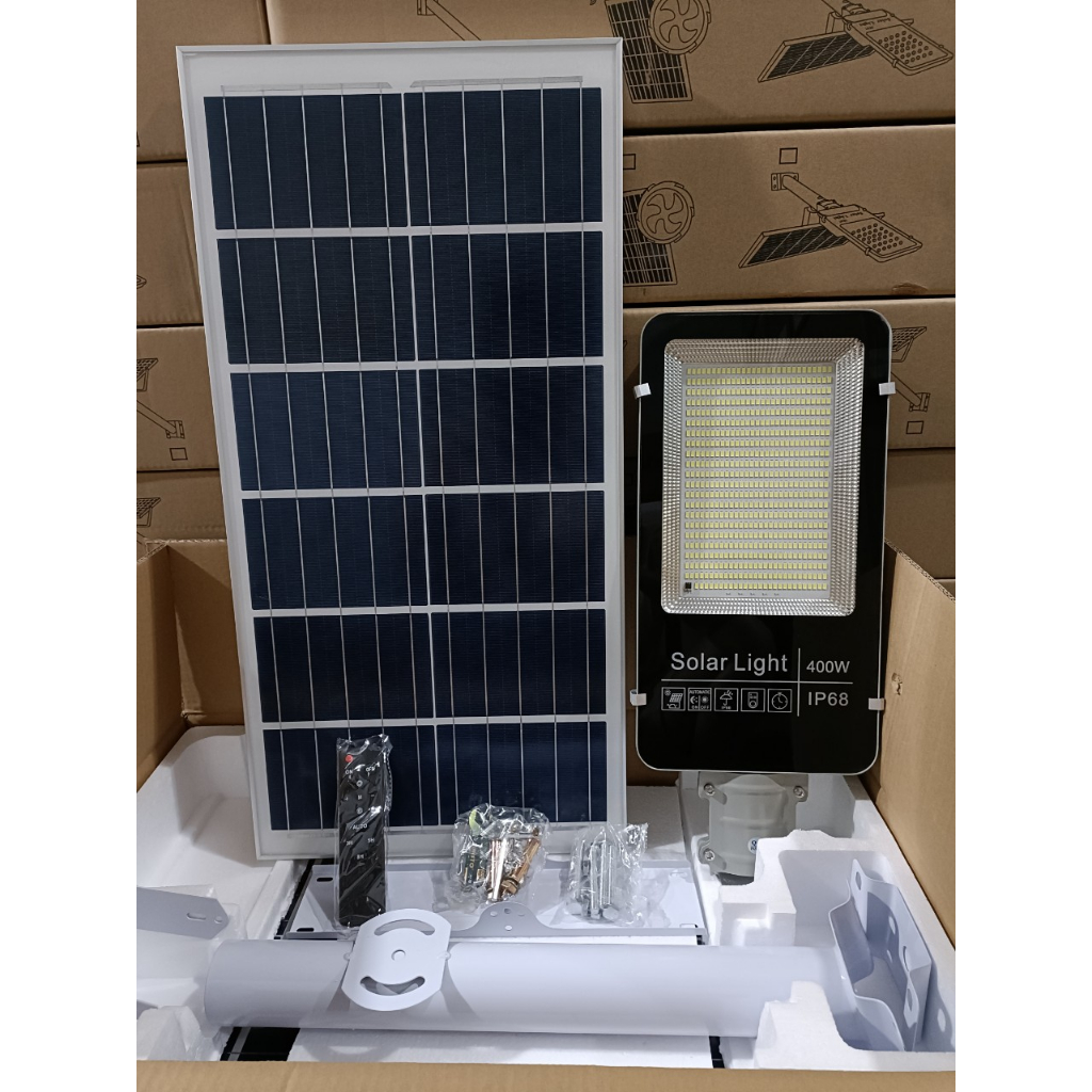 Đèn năng lượng mặt trời sân vườn 100W-200W-300W-400W chính hãng đèn đường bàn chải năng lượng vỏ nhôm đúc Bảo hành 2 năm