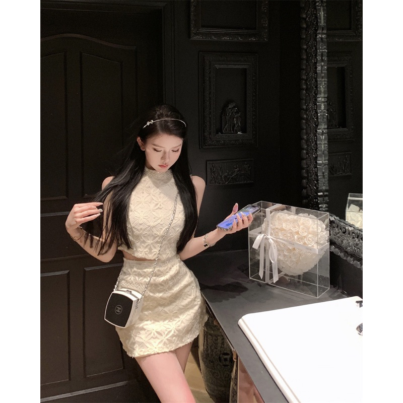 SET ÁO LEN LÔNG MỀM CỔ TRỤ + QUẦN JEANS NỮ ỐNG RỘNG ULZZANG L