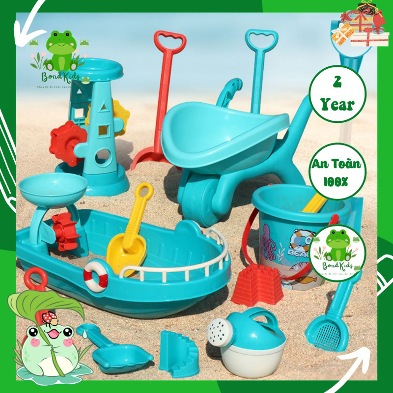 Đồ chơi cát xe đẩy lâu đài bình tưới ngoài bãi biển - BondKids