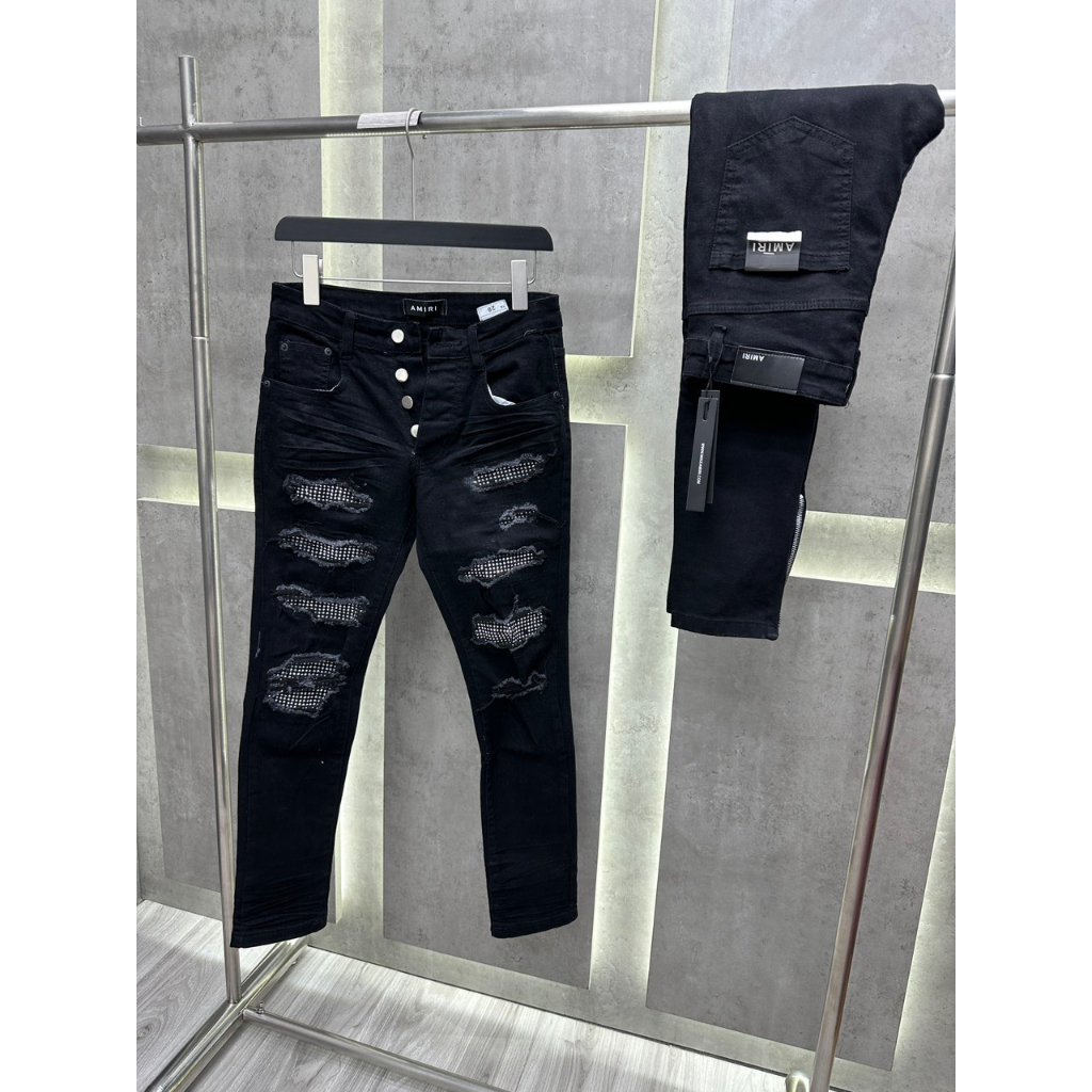 Quần Vladak Đính Đá Đen Quần Jean Skinny Vladak Phối Đá Ánh Kim Hàng Quảng Châu Cao Cấp