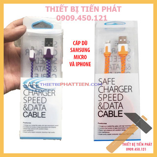 Cáp sạc safe and speed dây dù dây tròn cho đuôi samsung micro và iphone