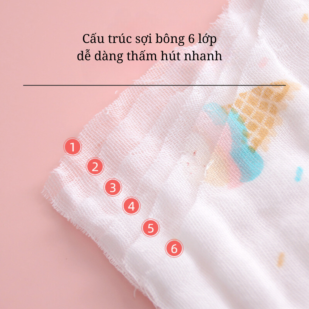 Khăn tắm xô muslin cao cấp 4 lớp 110*110 cm cho bé