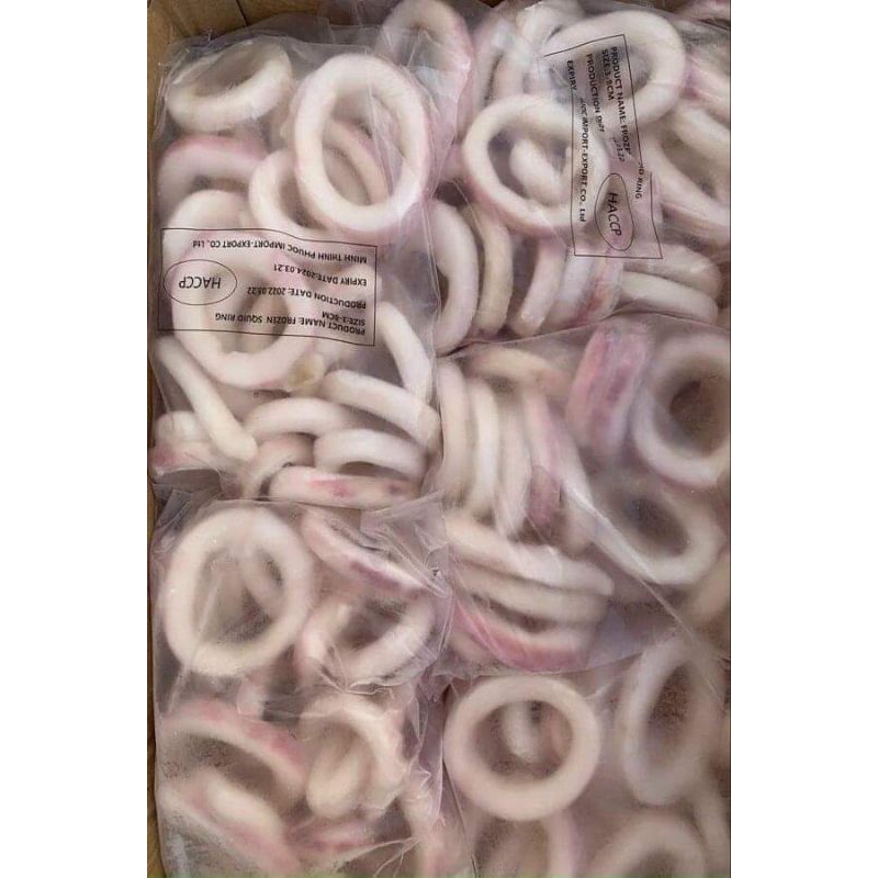 Mực vòng cắt khoanh 1kg  làm pizza,thả lẩu, nướng