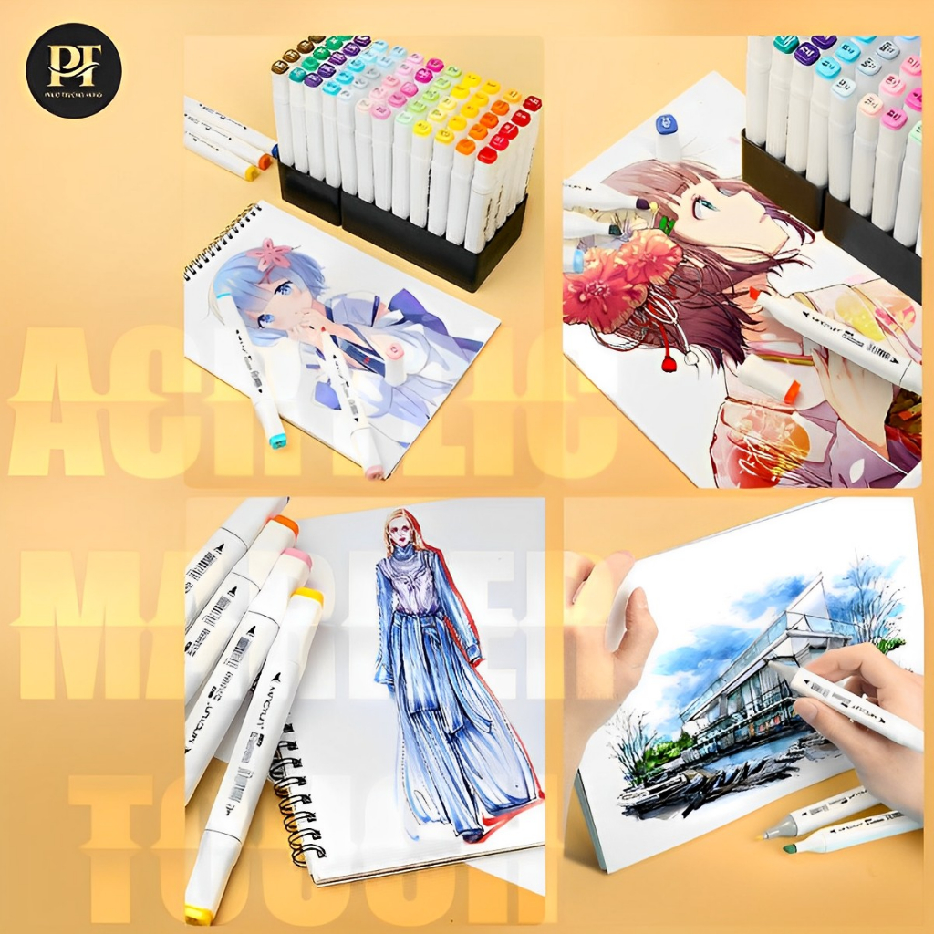 Bút Màu Marker Touch Bộ Full 12/24/36/48/60/80 Màu Sắc Đa Dạng - Bút Màu Dạ Vẽ Tranh