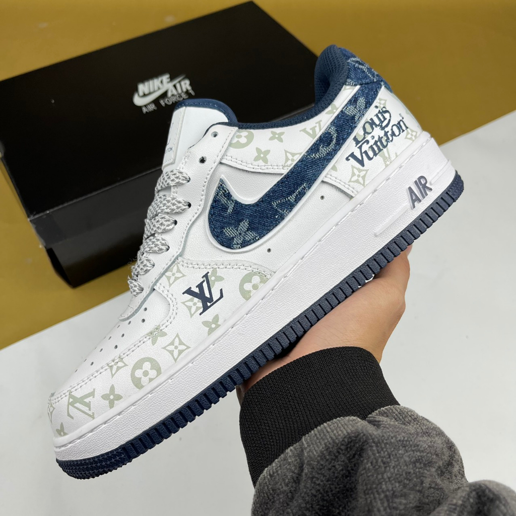 Giày AF1 07 Low Dark Denim Blue White Sliver, AF1 Trắng Móc Xanh - Cat.Shoes