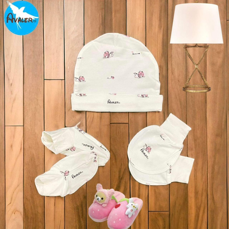 Phụ kiện mũ bao tay bao chân cho bé sơ sinh chất liệu sợi tre chính hãng avaler mẫu mới