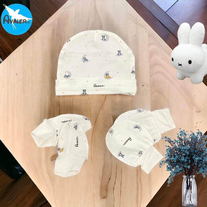 Phụ kiện mũ bao tay bao chân cho bé sơ sinh chất liệu sợi tre chính hãng avaler mẫu mới