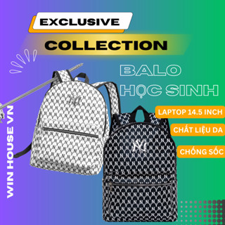 Balo thời trang monogram   màu trắng ĐEN, chống thấm nước cao cấp dùng cho đi học, đi chơi