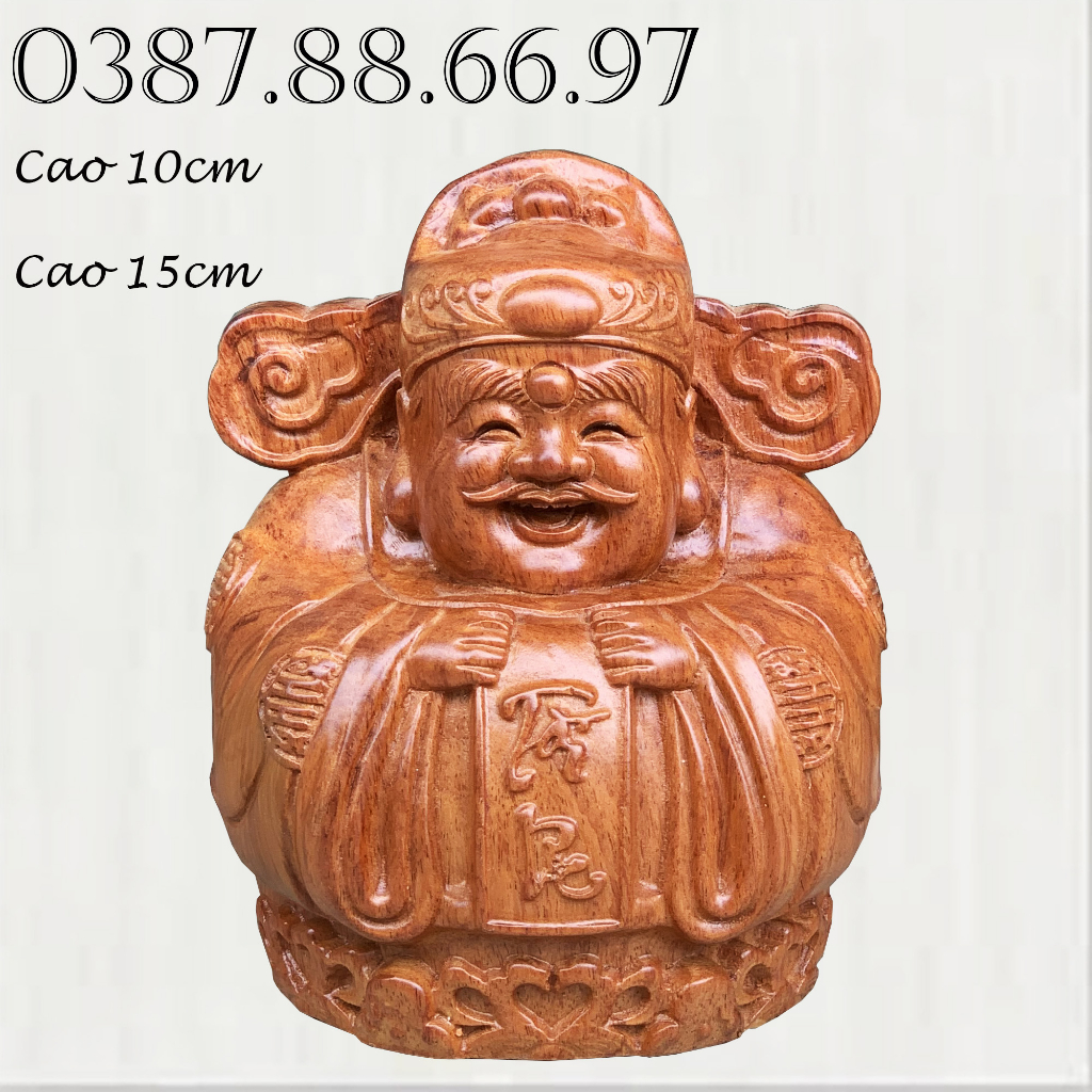 Tượng ông thần tài mẫu quả trứng chất liệu gỗ hương nguyên khối