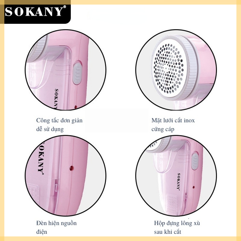 Máy Cắt Lông Xù Quần Áo Mini SOKANY 877 - Siêu Bén, Siêu Bền