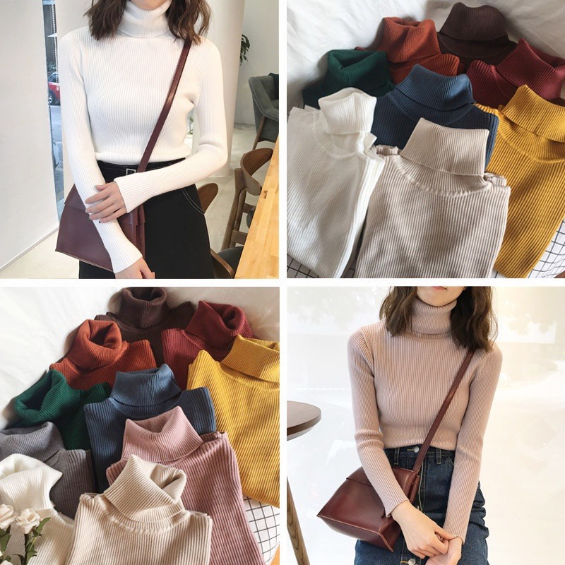 Áo len dài tay cổ lọ mềm mịn không bai nhão xù xì MYRA TEEN Aolencaoco